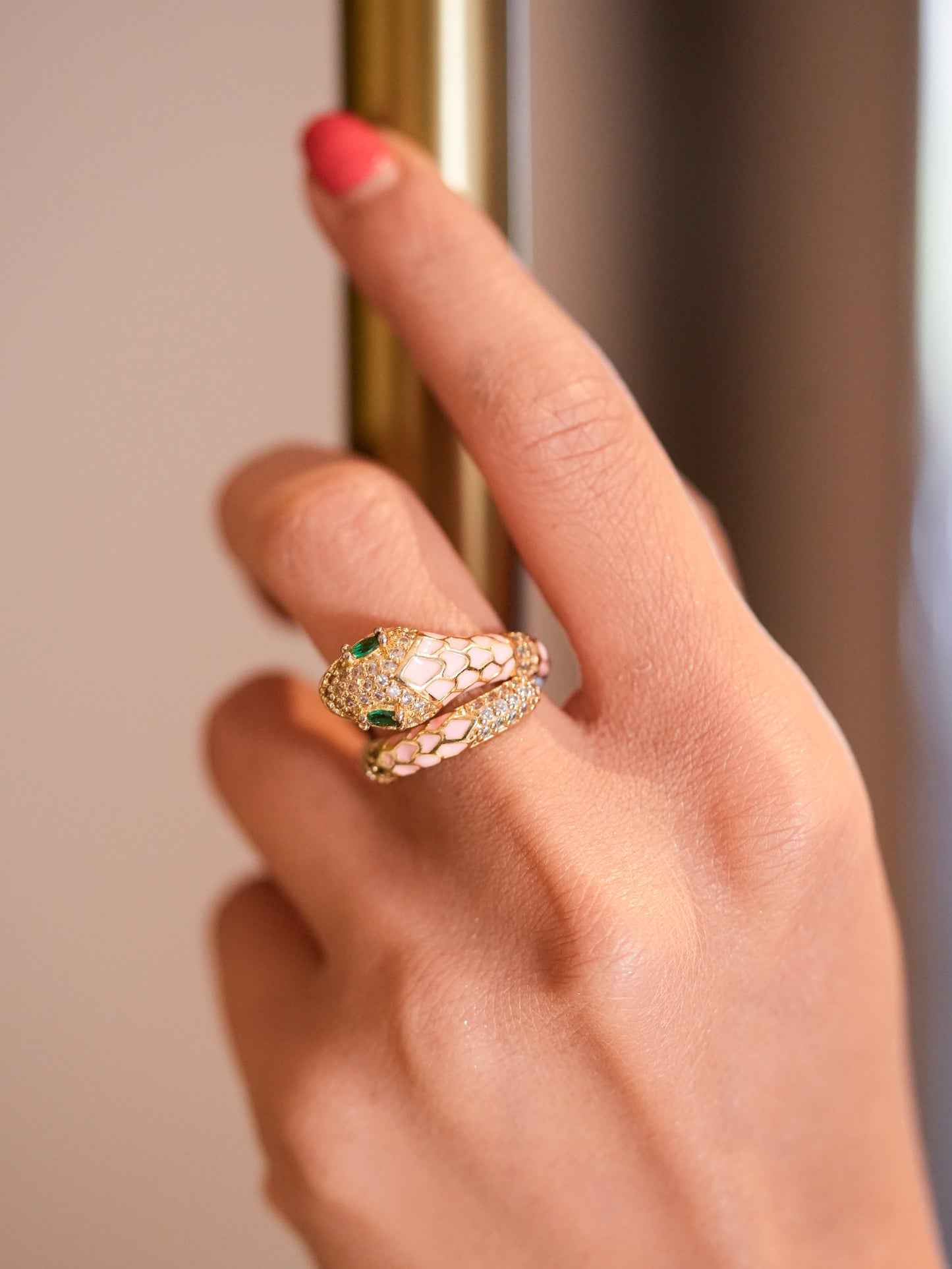 BABY PINK SERPENT RING