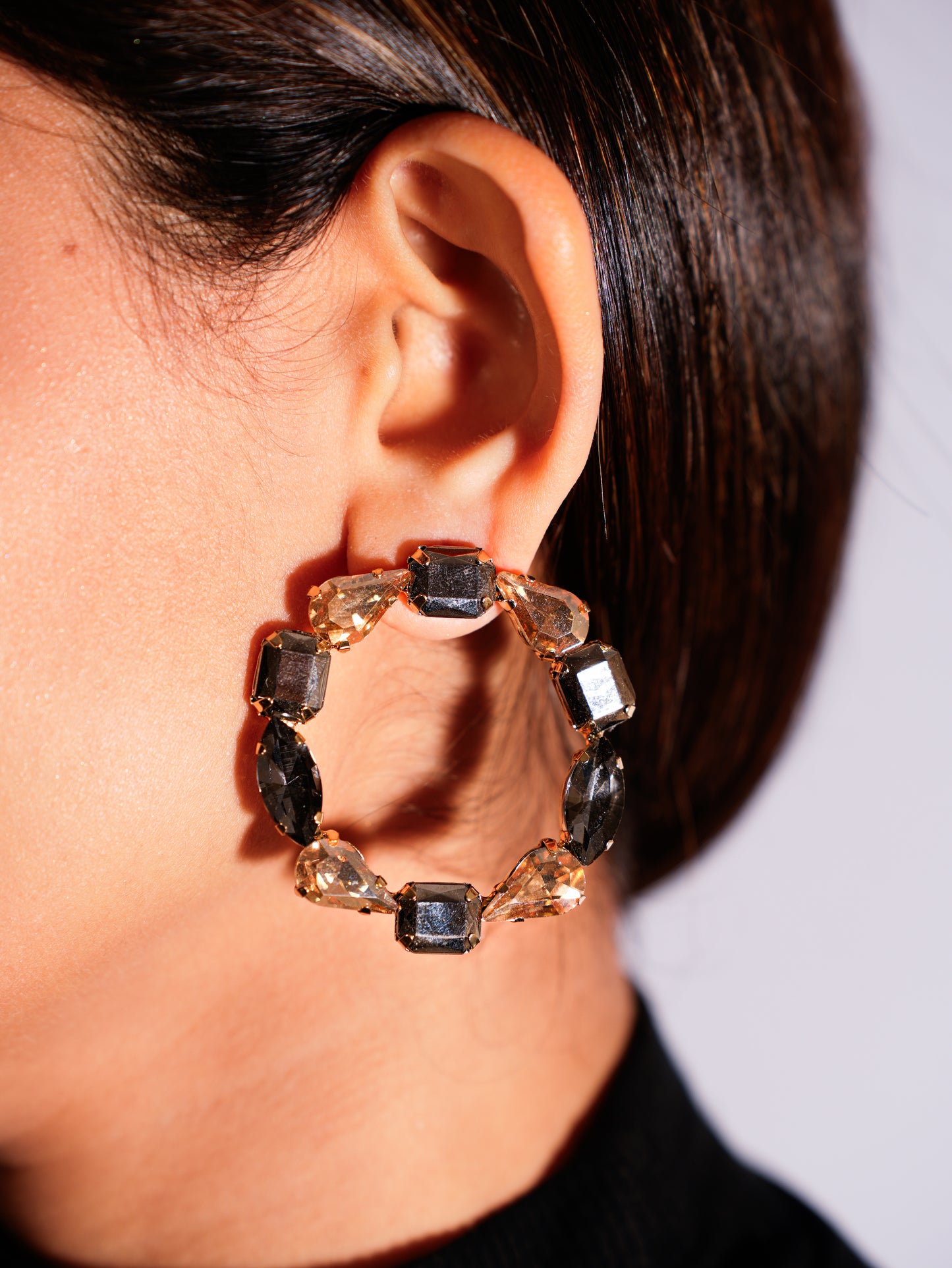 BLACK AND GOLD BLING EARRINGS