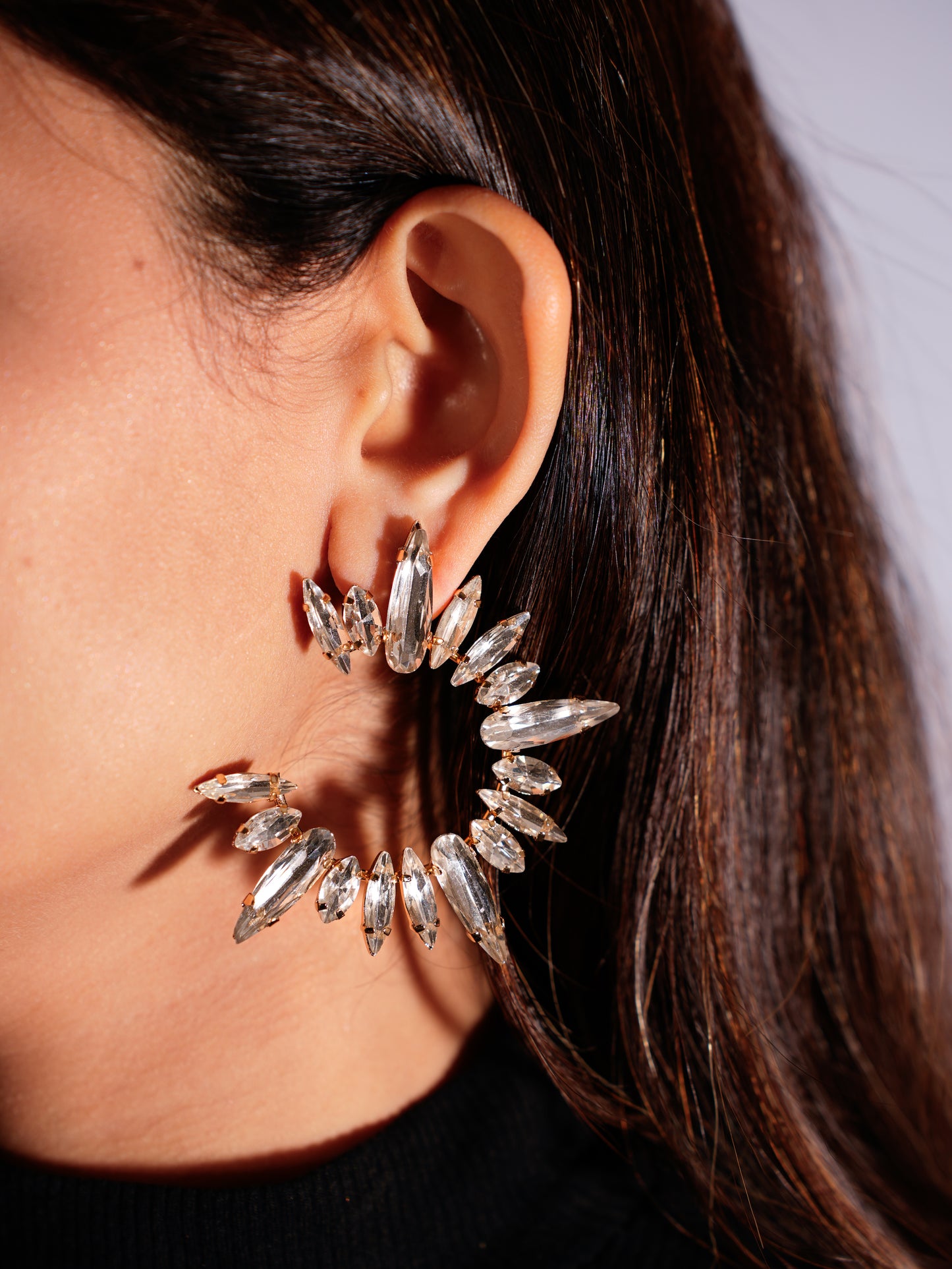 HALF MOON BLING EARRINGS