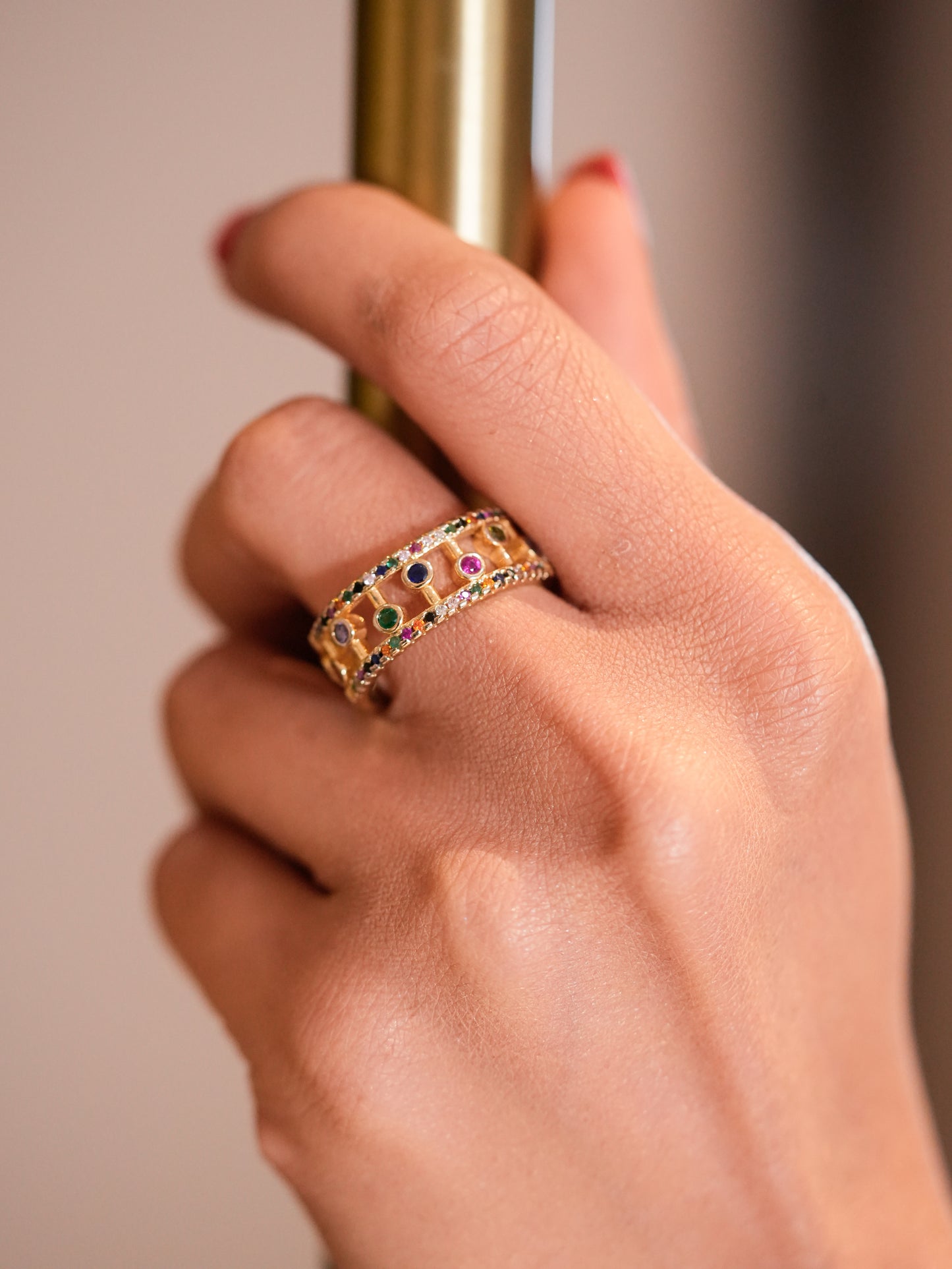 MULTI COLOURED STONE RING