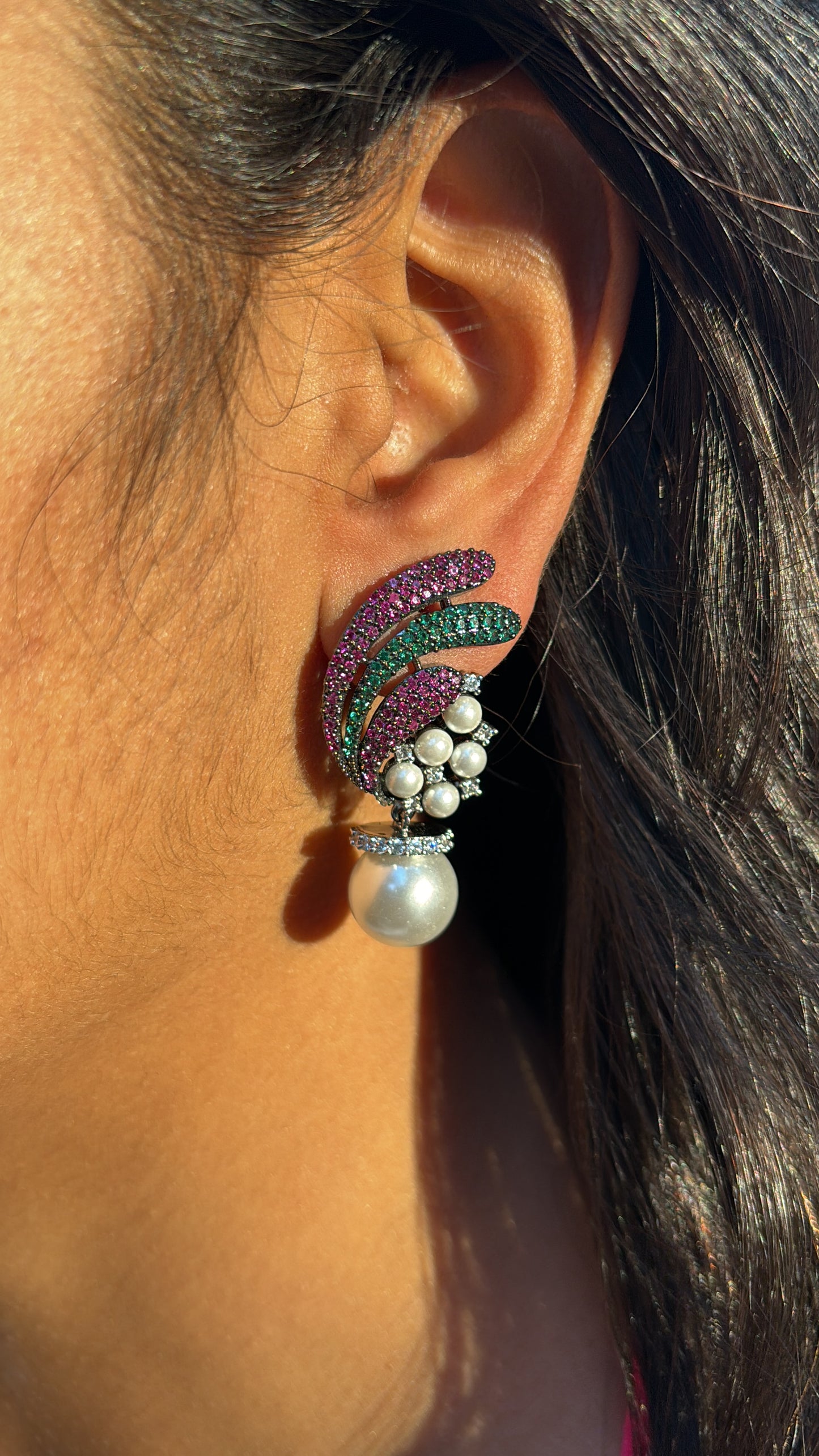 Multi Stone Pearl earrings