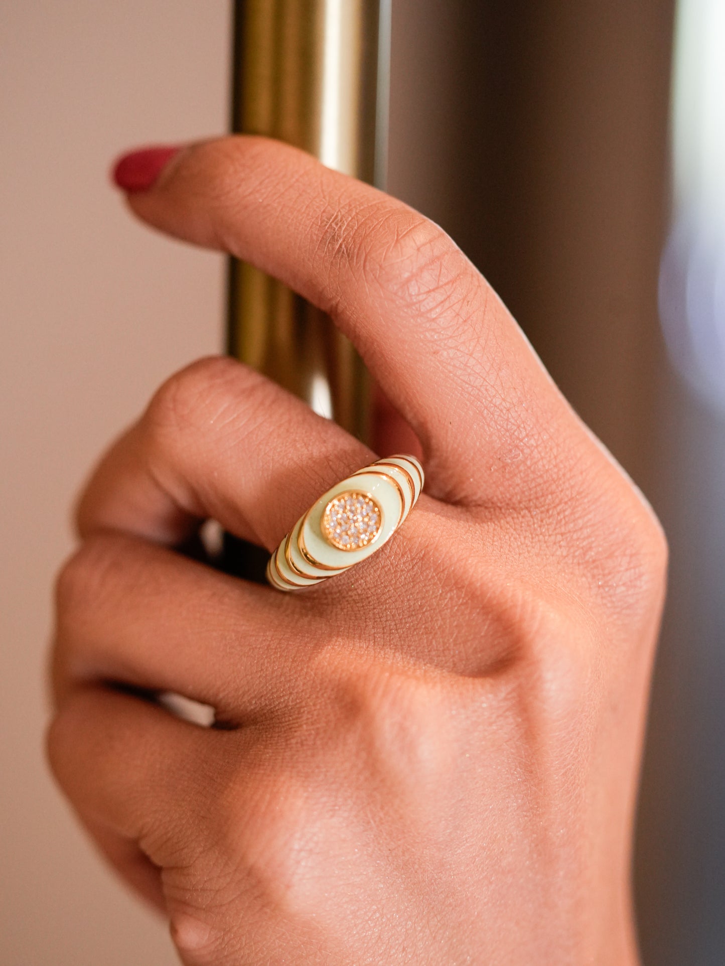 PASTEL GREEN ENAMEL CLASSIC RING