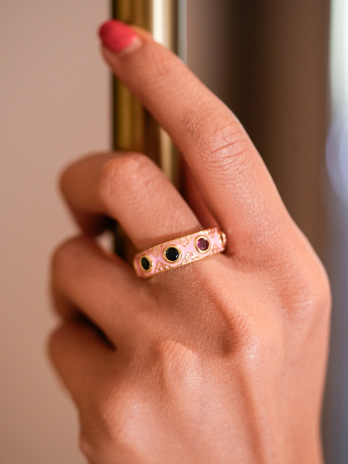 PASTEL PINK STONE RING