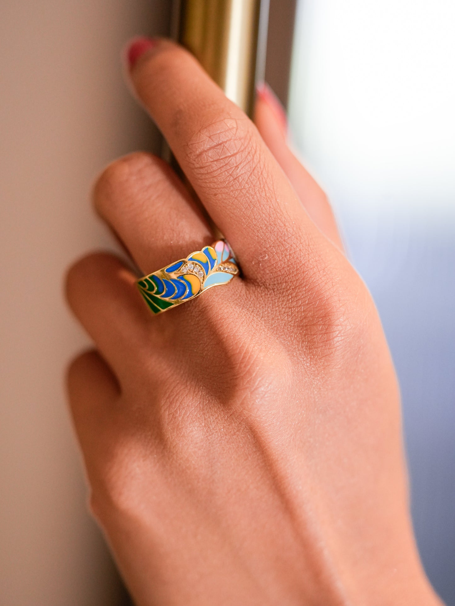 PEACOCK ENAMEL RING