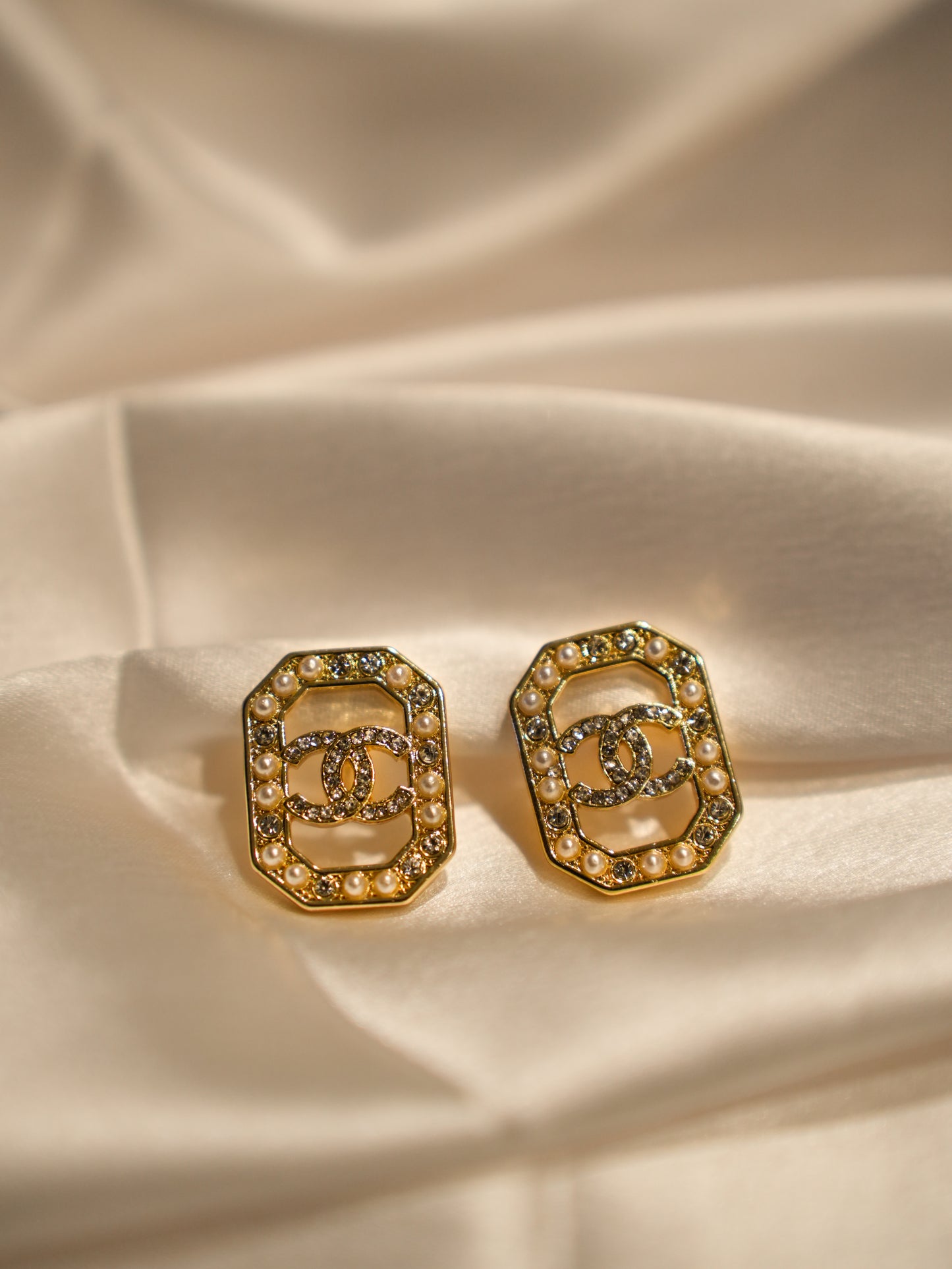 PEARL STUDDED GOLD EARRINGS