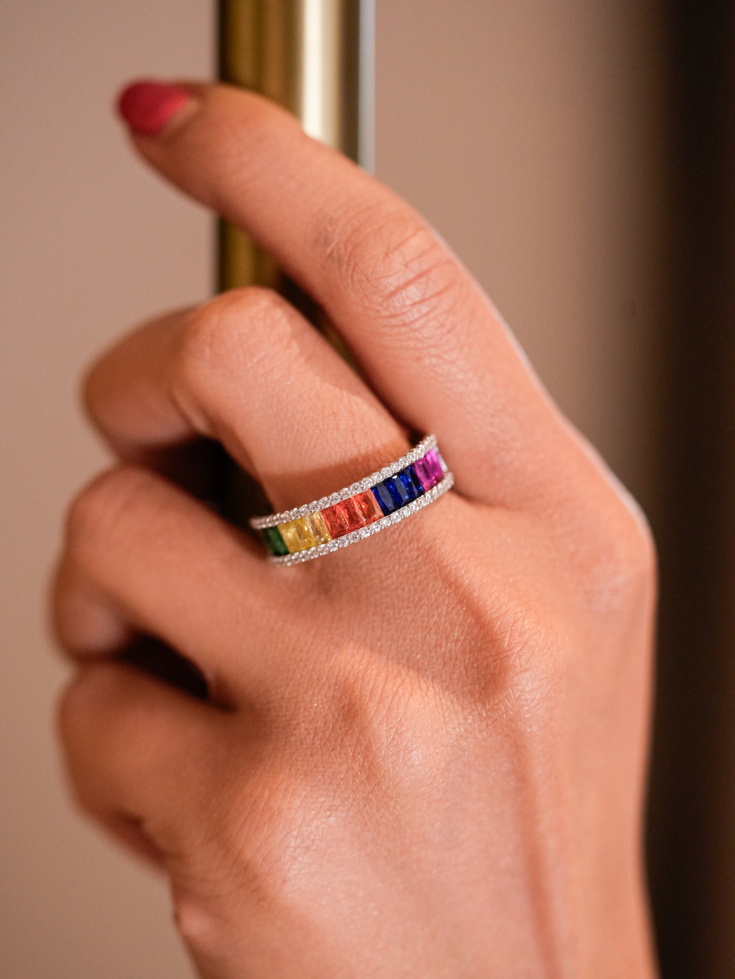 SILVER MULTI STONE RING